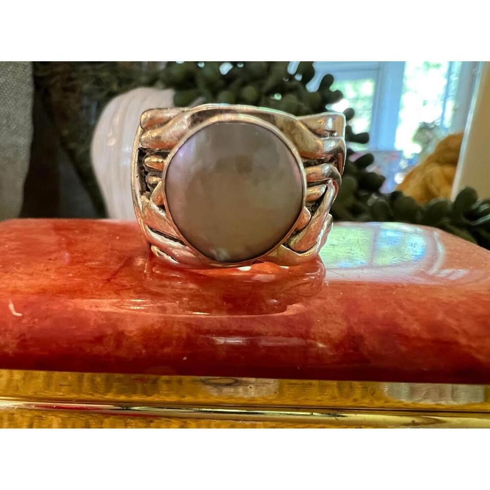 Silpada Size 7  1/2Retired Silpada Sterling Silver Coin Pearl Mermaid Ring R1542 - Picture 3 of 6